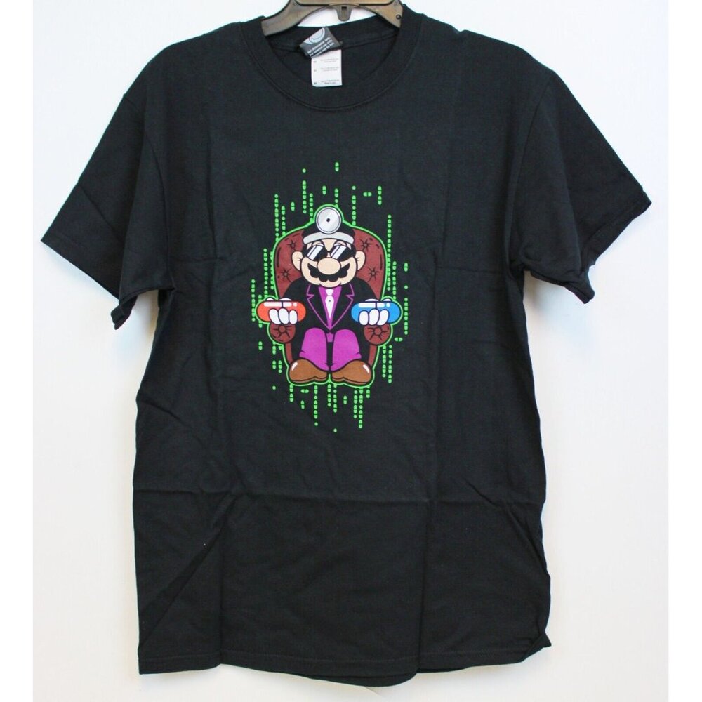 ThinkGeek Marpheus Black T-Shirt sz M Morpheus Dr Mario Matrix Mash Up Gaming